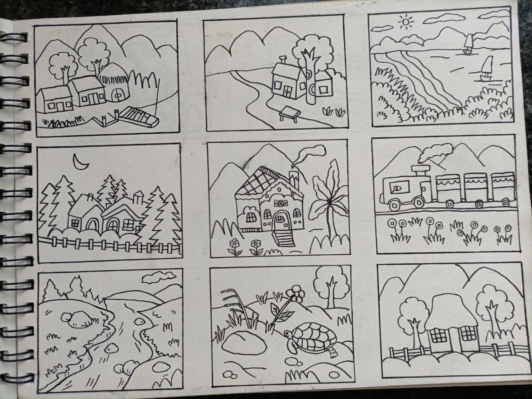 风景简笔画 有关风景的一些简笔画,嘻嘻o( 795179 )o