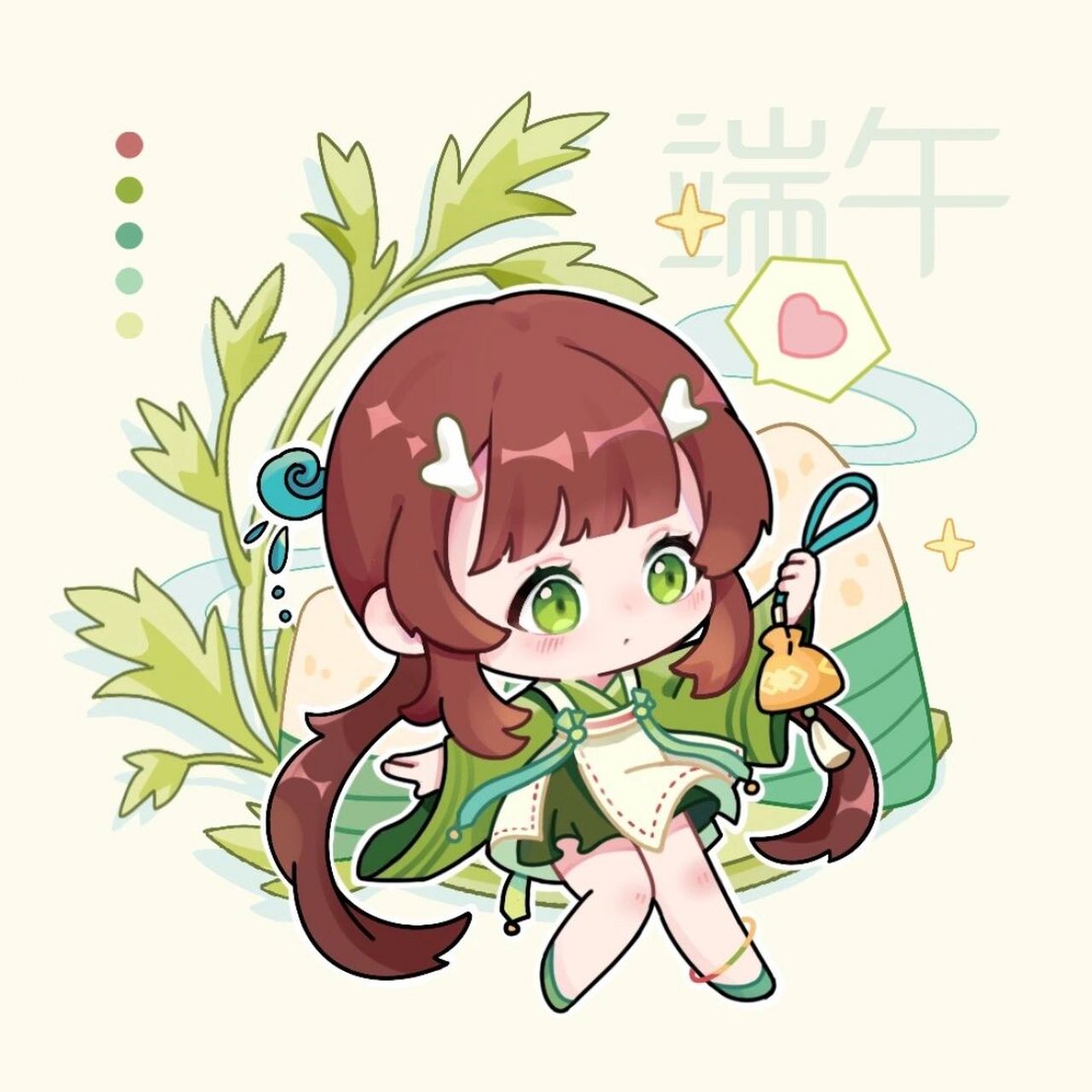 端午小龙人 画了个简单的主题小人,设定是围绕端午的各种元素来做的.