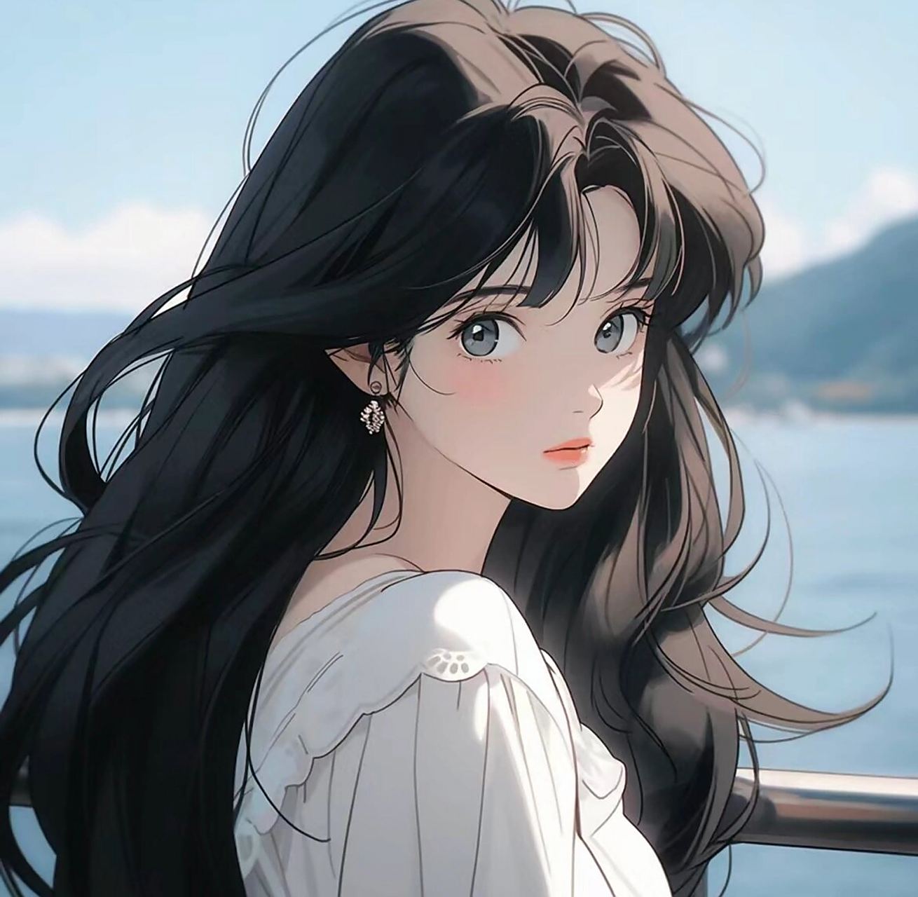 辞旧迎新,2024年淡雅气质「复古旧漫」头像 长发飘飘,眼眸深邃,气质拉