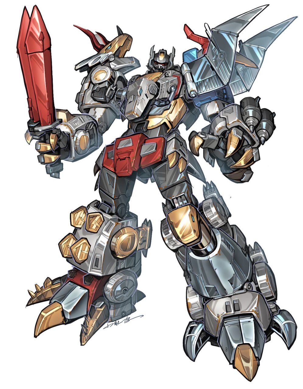 机器恐龙合体金刚—修罗王-龙焱王 day7502龙焱王02日绘插播一张