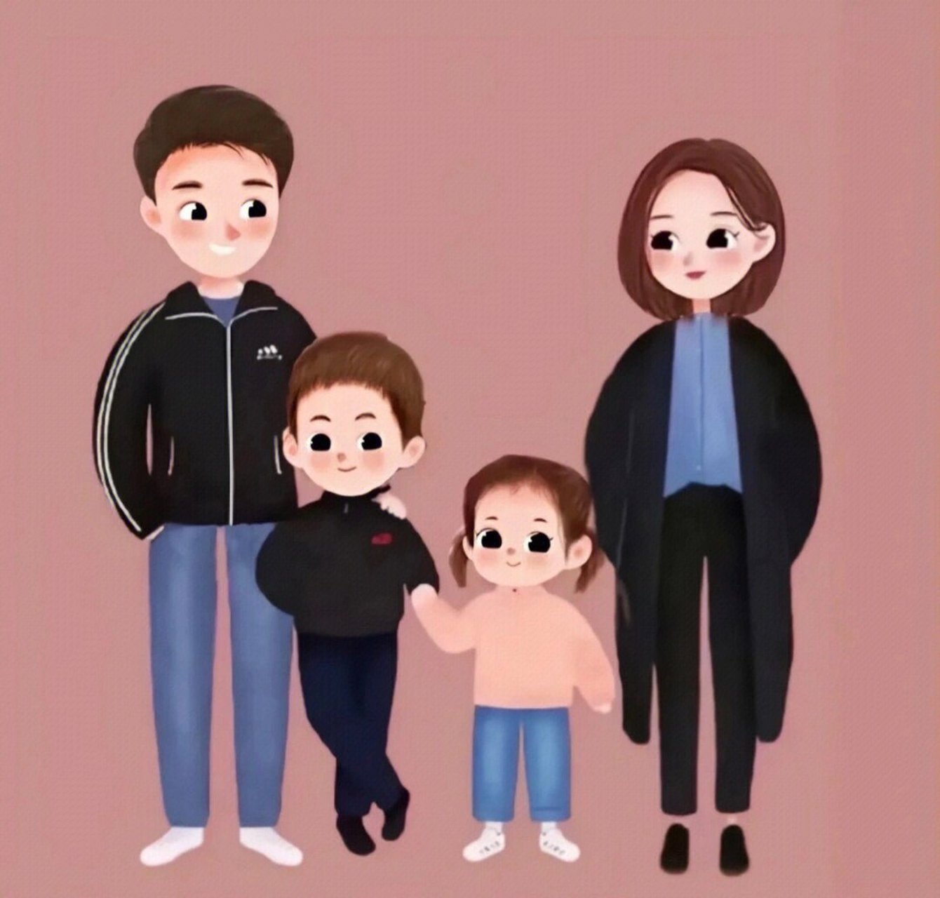 一家四口的可爱头像 兄妹情