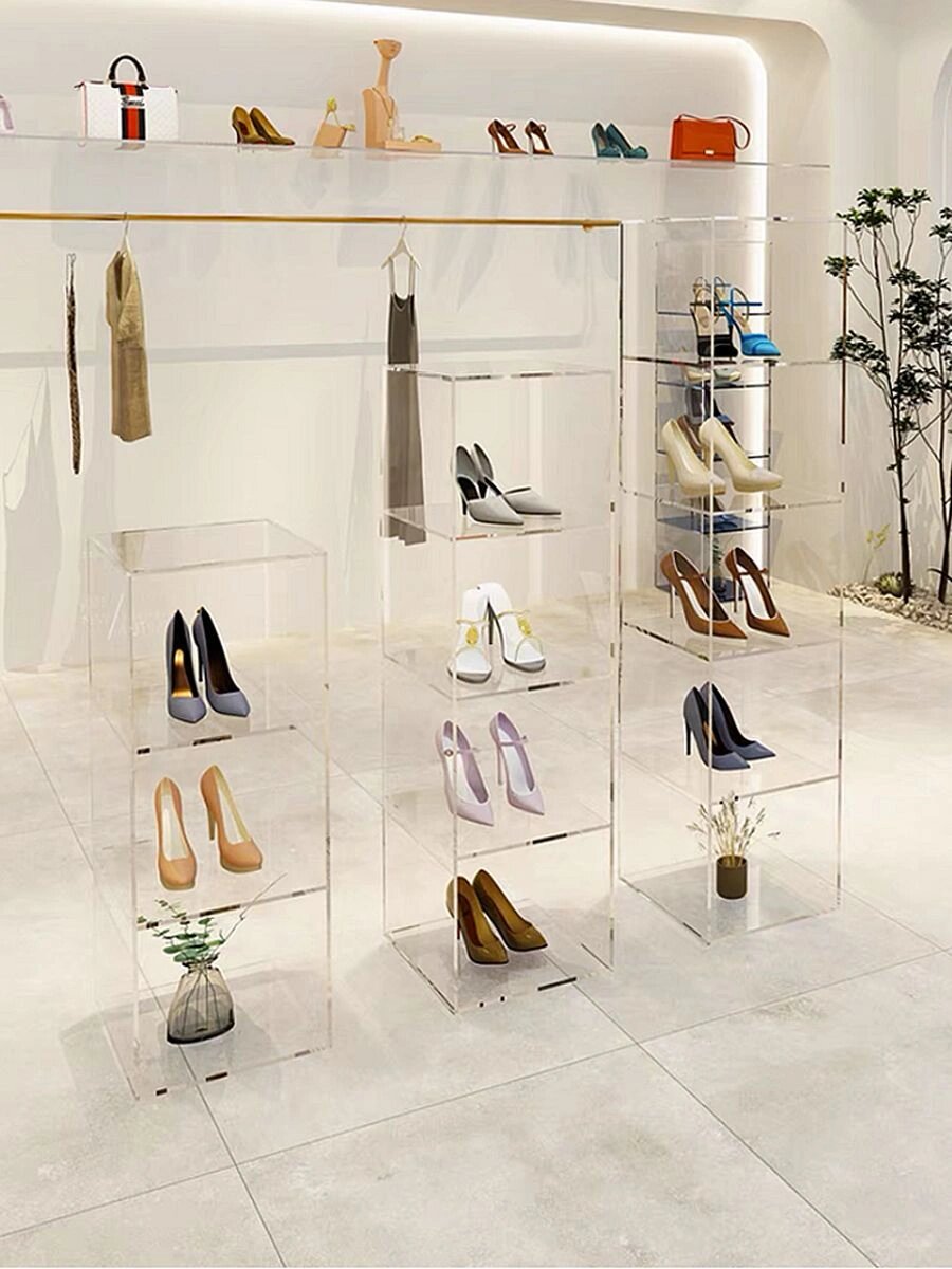 高端大气鞋店鞋架展示架亚克力陈列柜服装店