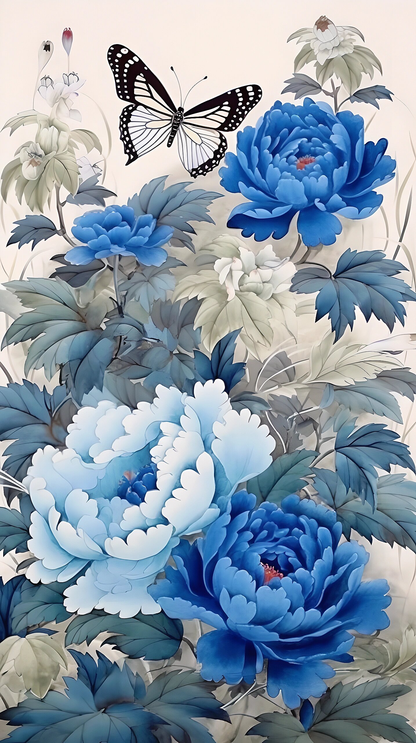 蓝色牡丹