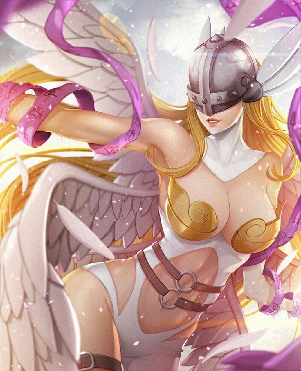 数码宝贝 天女兽 特点是成熟期的天使拥有6片羽翼,完全体的天使则有8