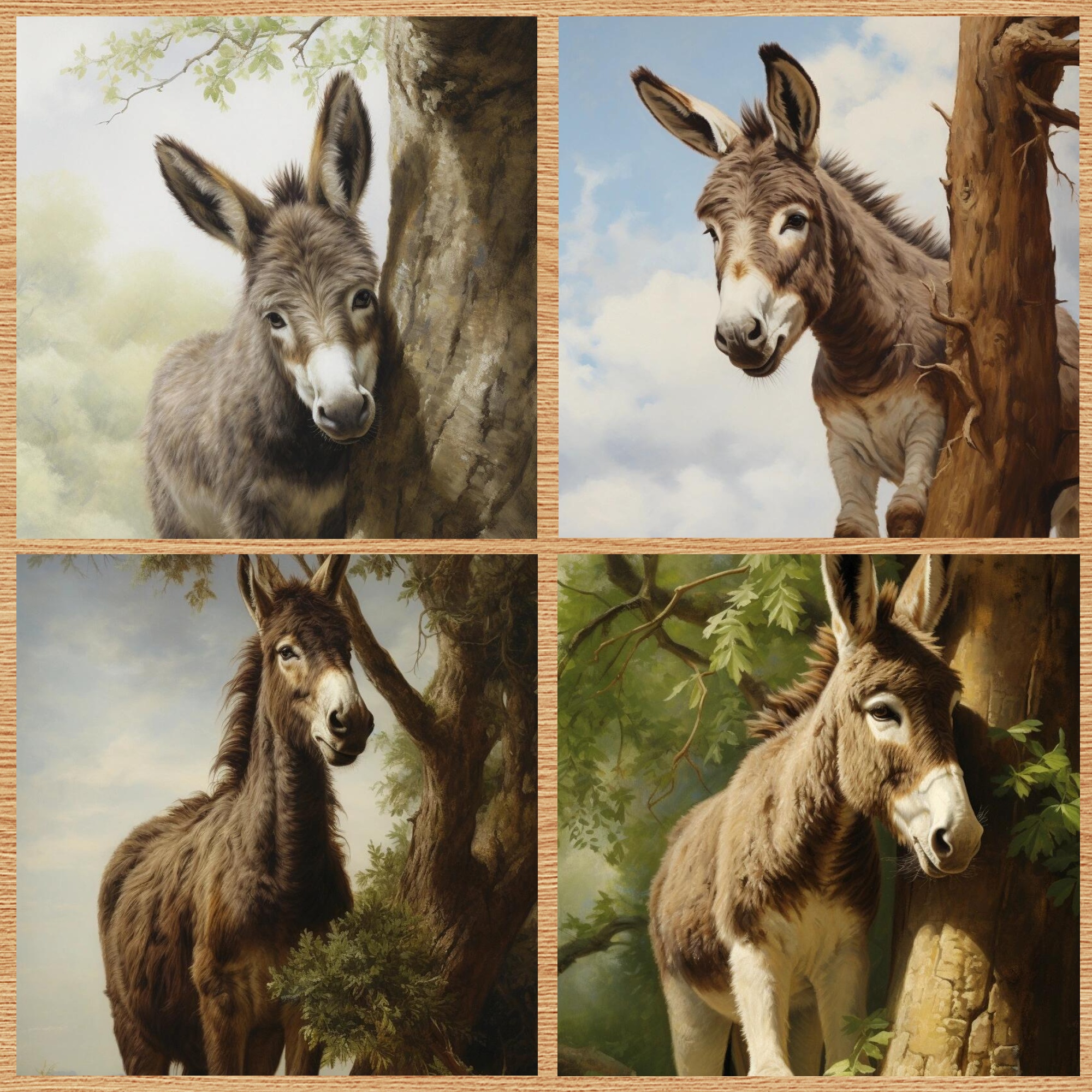 驴上树奇观:四肢紧抱树干