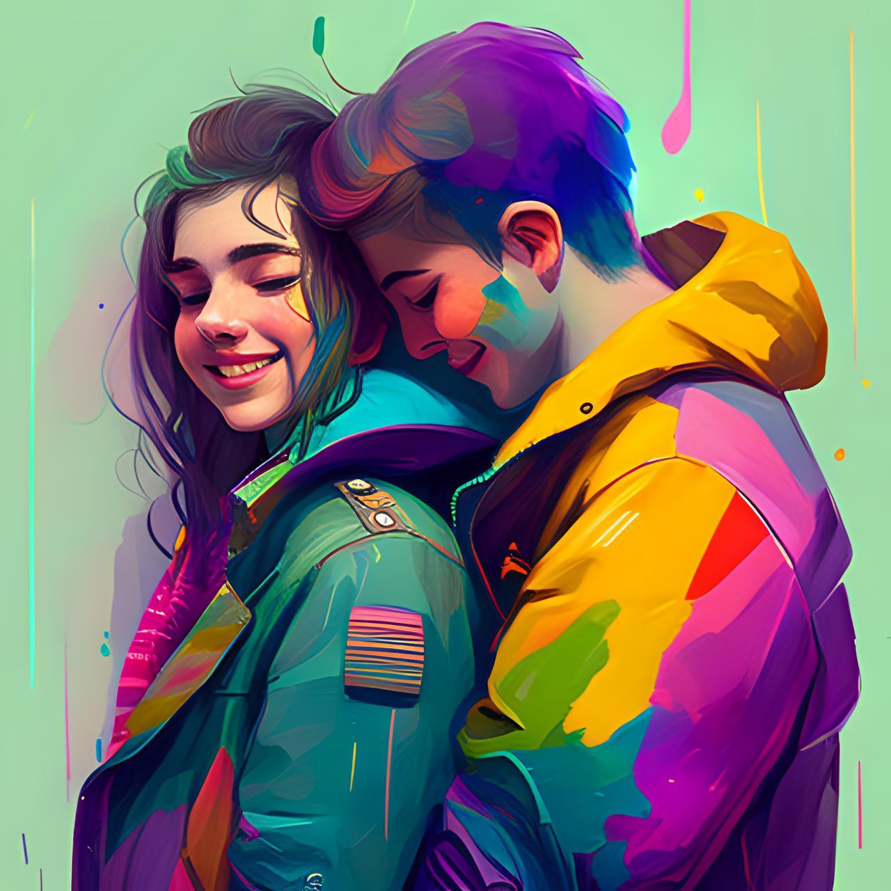 可爱情侣头像 ai绘画头像情侣头像情头