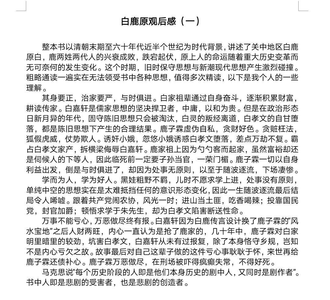 白鹿原观后感图片