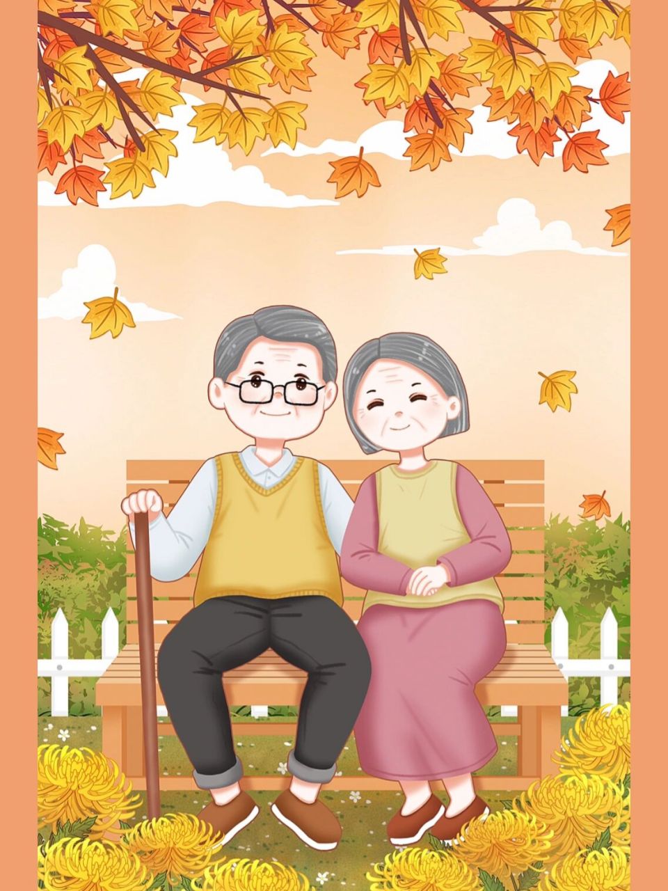 插画|爷爷奶奶孙子的幸福瞬间 👴👵爷爷奶奶最喜欢的就是在桂花树