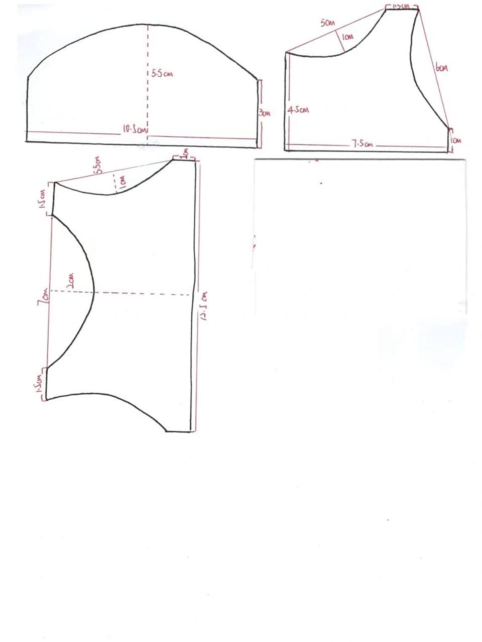 棉花娃娃连衣裙图纸(20cm) 这个图纸只有上半身,大家下半身根据想要的