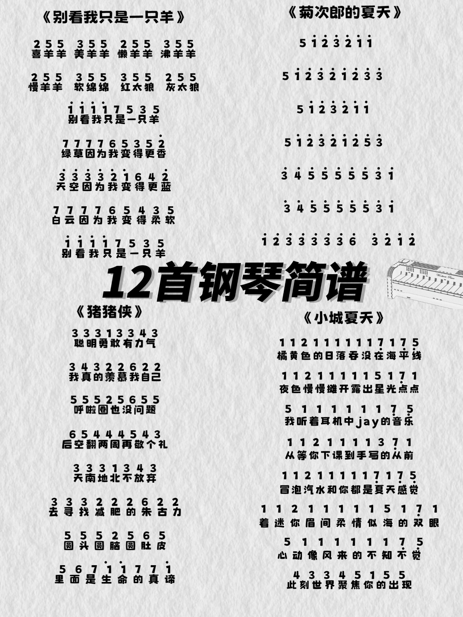 简单易学的钢琴简谱分享 #木质手工电子琴