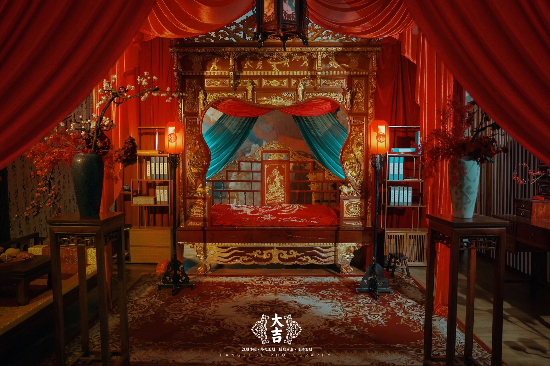 还原古代大婚房景布置(内含千工拔步床) #杭州汉服婚礼# #汉婚跟妆
