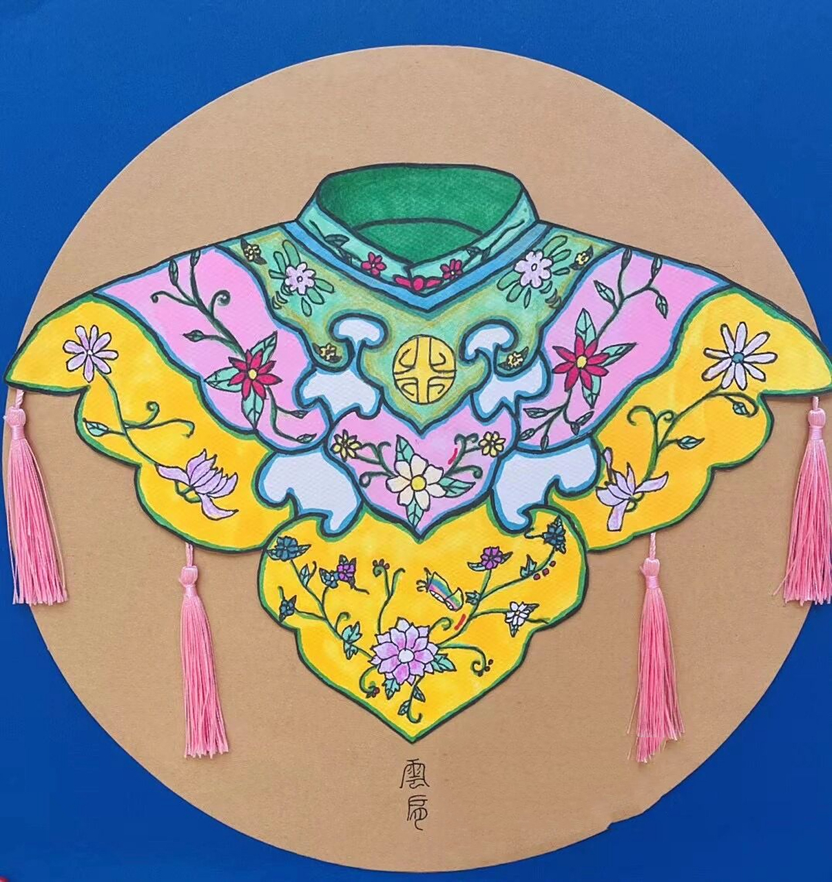 【创意美术】肩上云裳|云肩作品 小学高年级社团作品—云肩