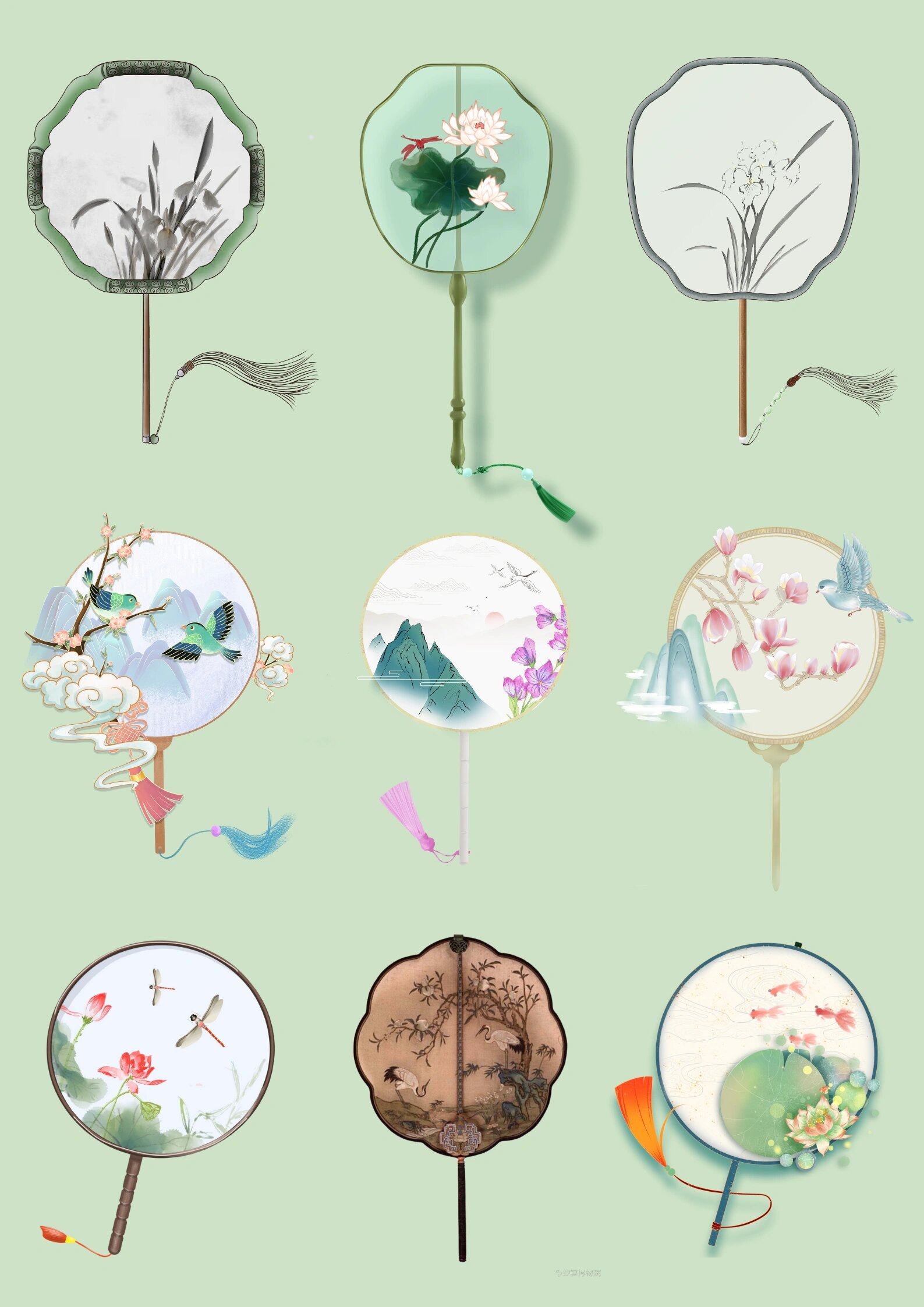 古风团扇 | 中国风团扇国潮扇子免扣png素材