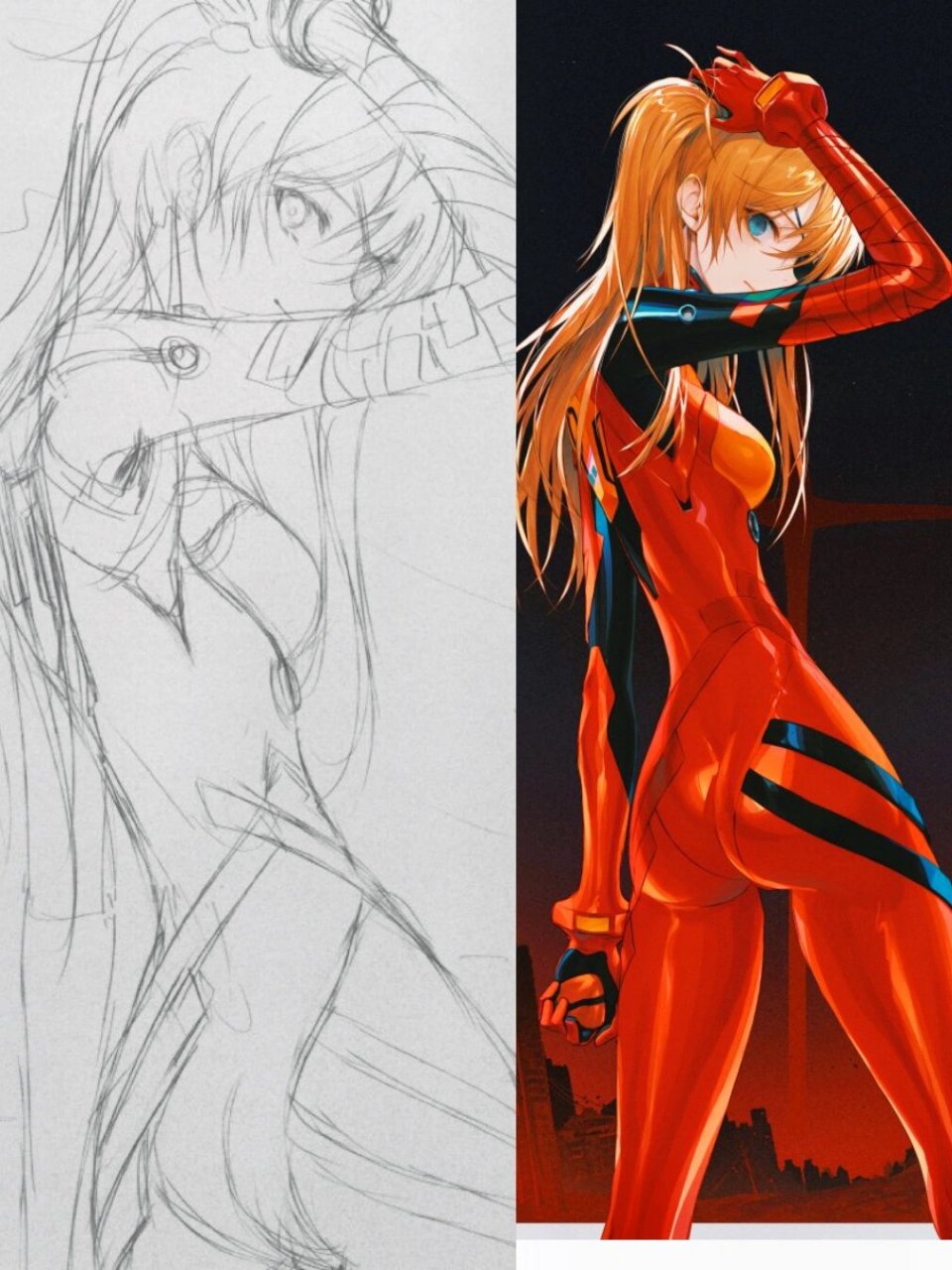 二次元画稿素材,眼神真是绝了78 99画师:wanke 	 94天才少年