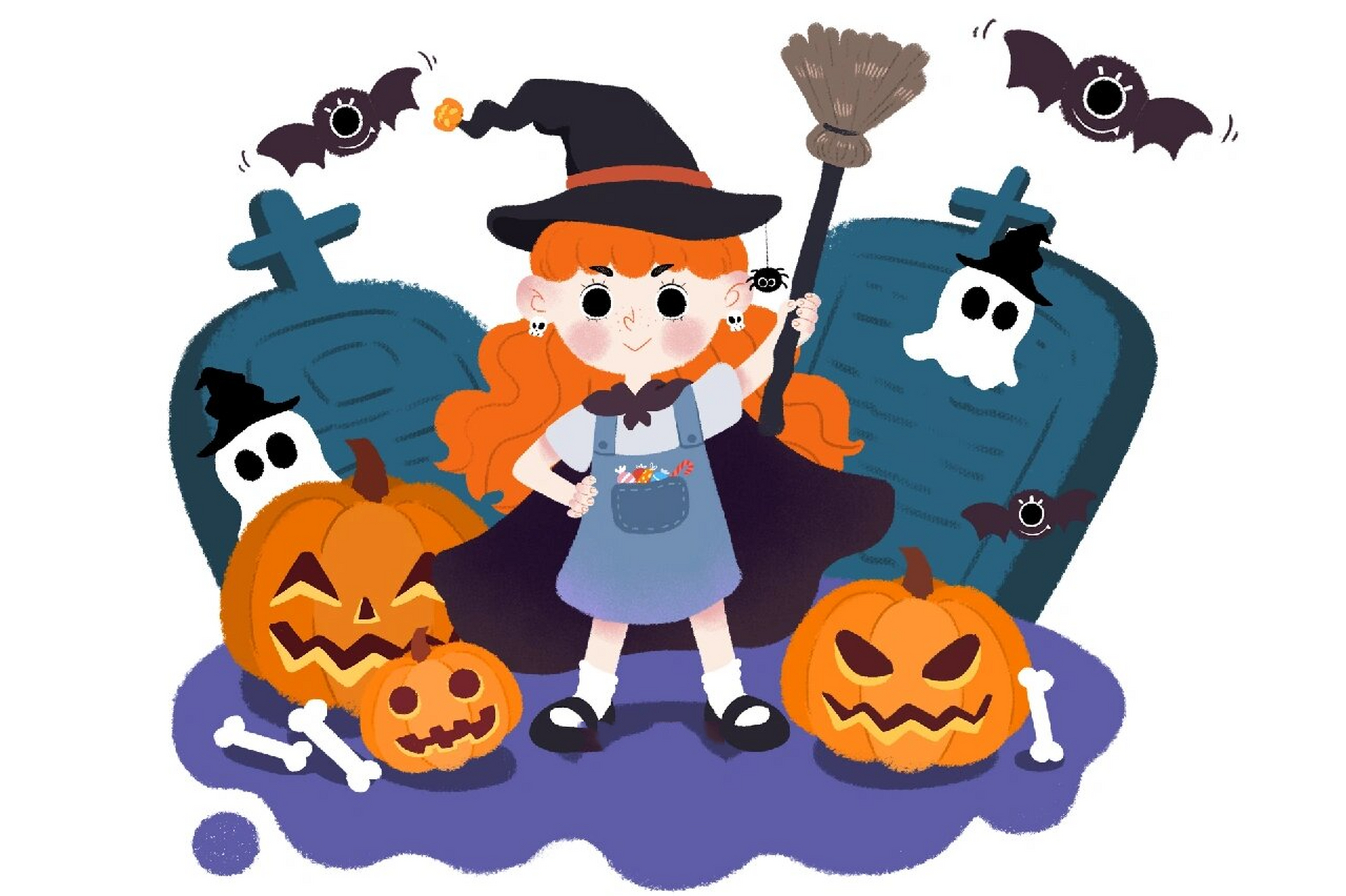 绘画素材‖手绘‖万圣节人物装扮素材大集合 9999 万圣节的夜晚
