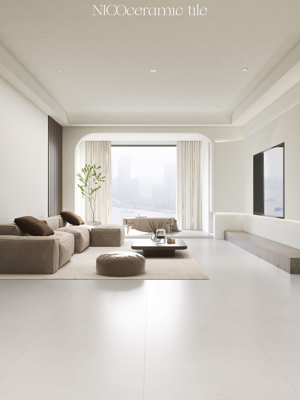 极简奶油风装修就选柔光砖通铺!