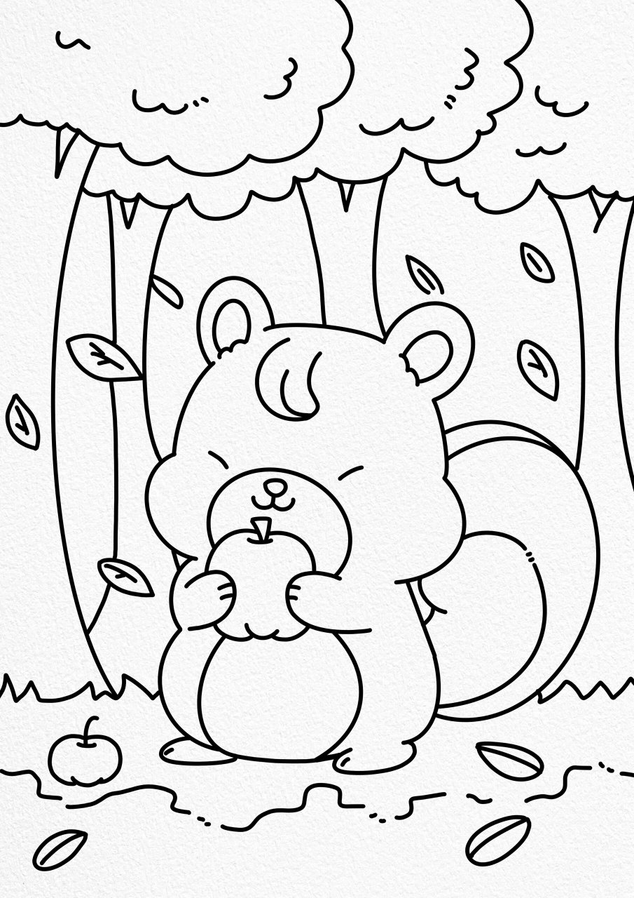 儿童画小松鼠 有点卡通的小松鼠 适合小朋友过度动漫期间绘画 临摹