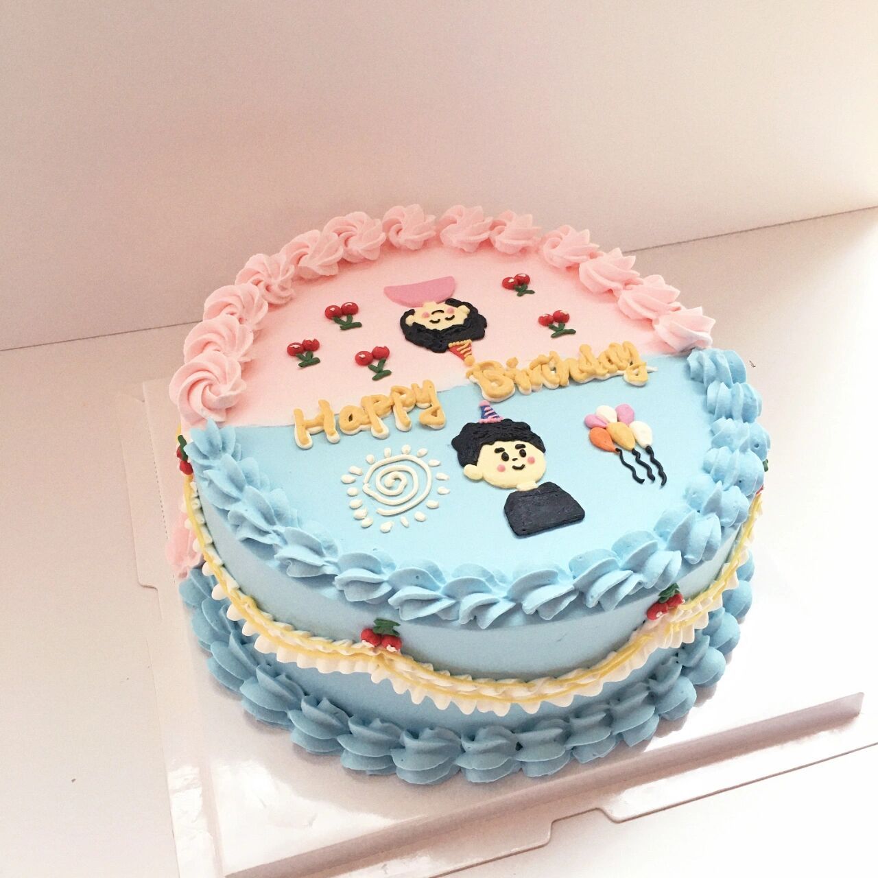 爸爸,奶奶同天生日双面蛋糕|淮安