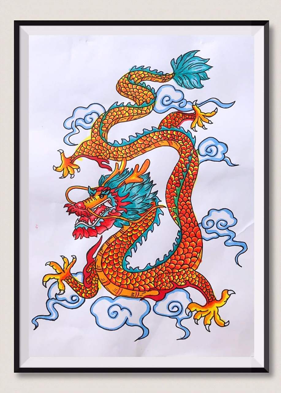 学画龙93 十二生肖龙儿童画,中国龙的绘画教程,线稿可以直接打印,此