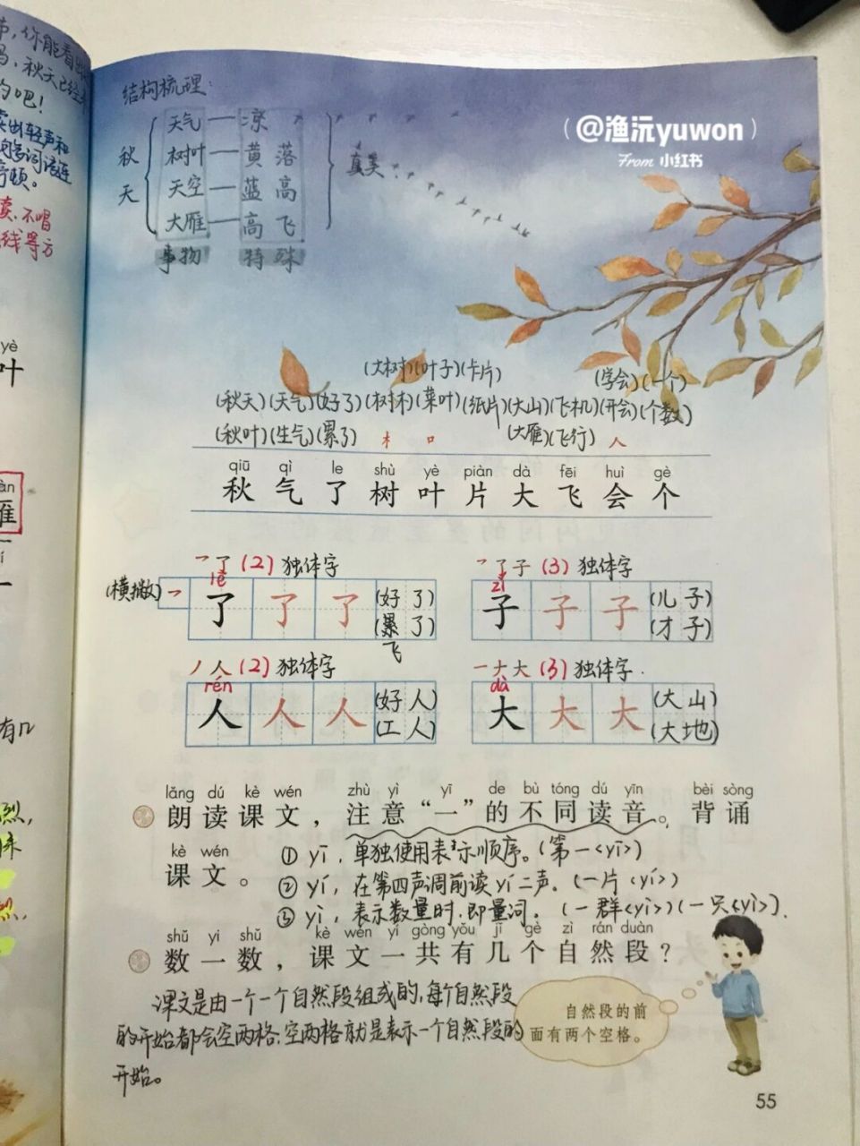 一(上)《秋天》备课笔记94 板书设计 #小学语文备课# #小学语文板书