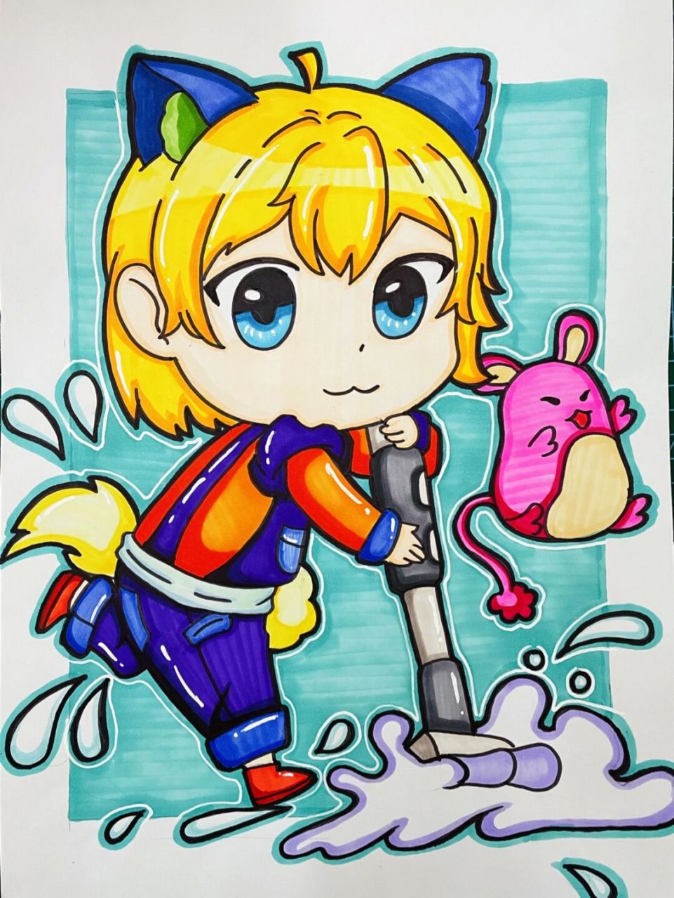 做家务的小男孩 今日分享q版动漫男孩 马克笔:artbeek80色马克笔 画纸