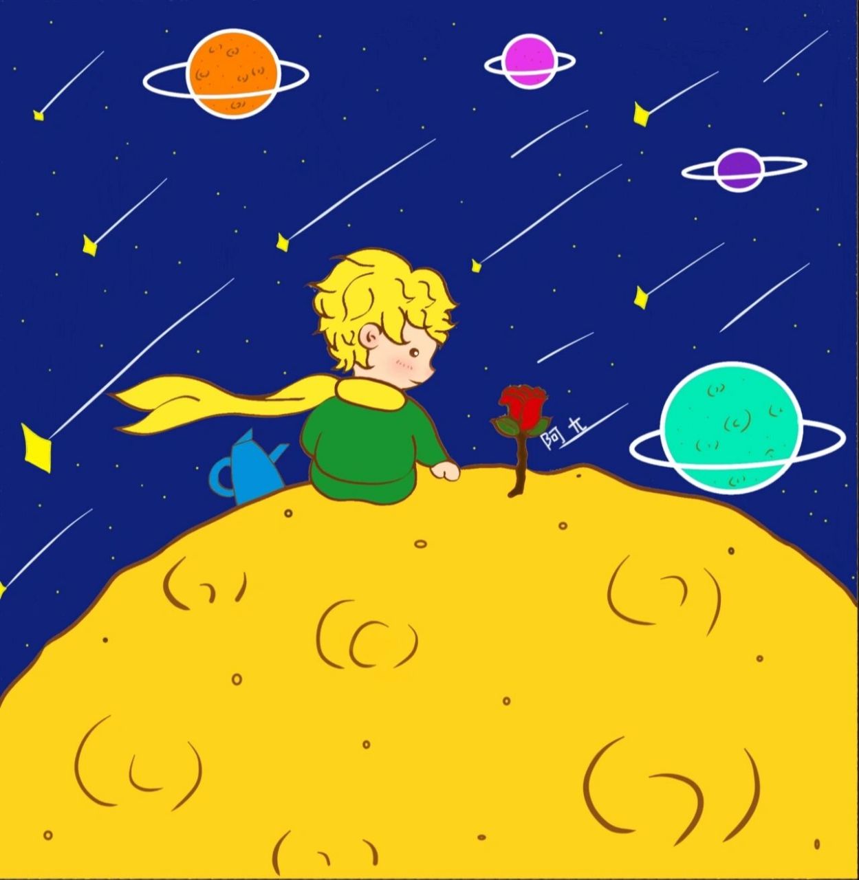 小王子治愈简笔画教程|只因她是最独特玫瑰 "如果不去遍历世界,我们就