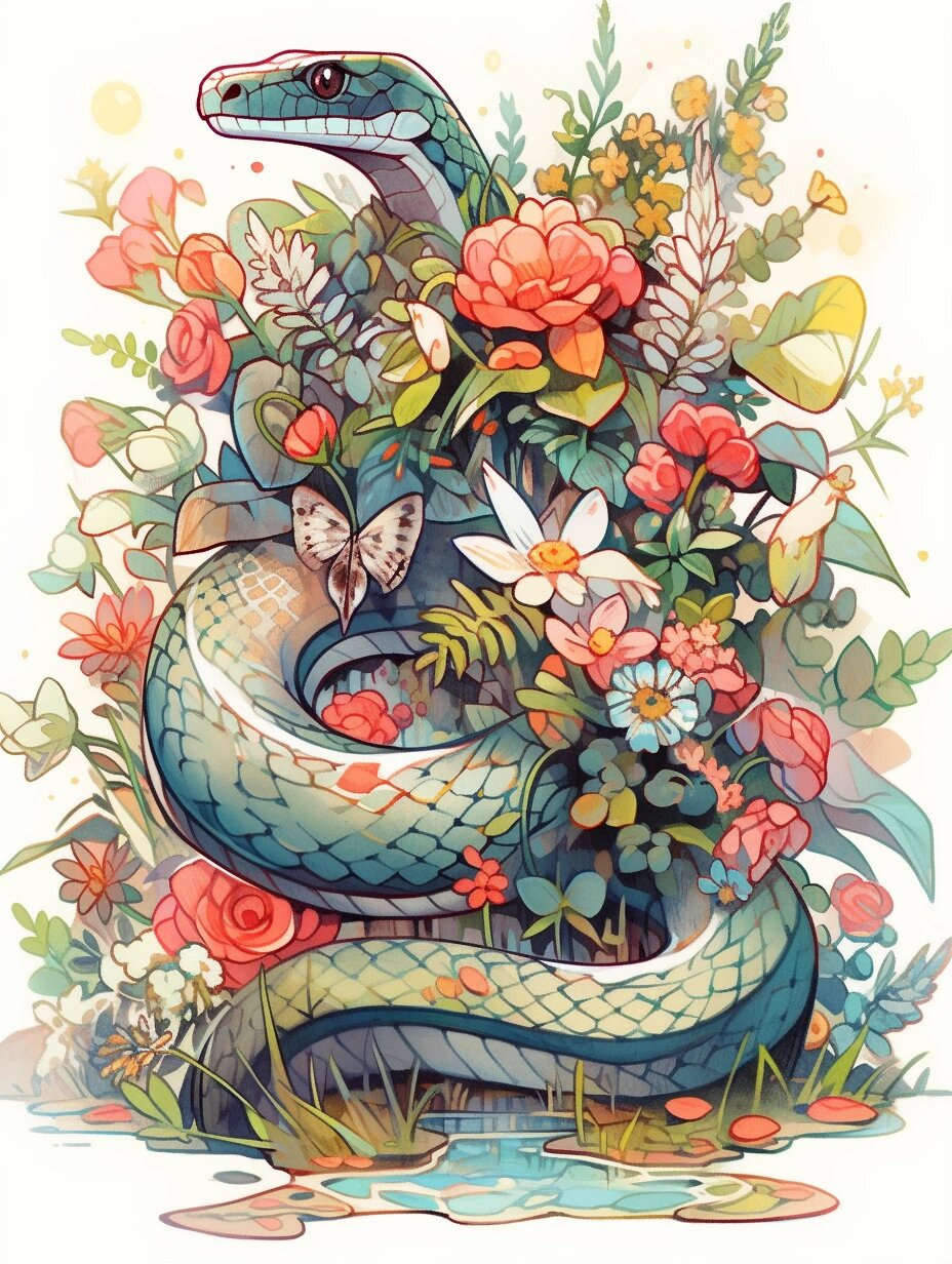 蛇97插画素材「生肖系列@岛莓熊爱捣蛋的动态