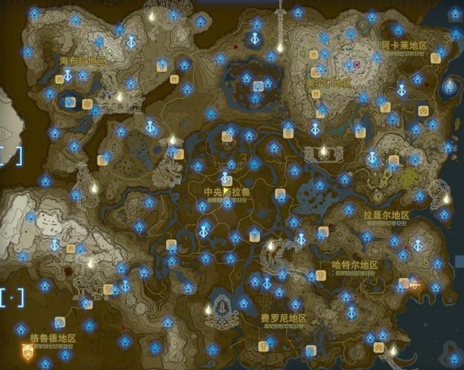 《塞尔达传说王国之泪》 全 地图 塞尔达传说王国之泪 全152神庙地图