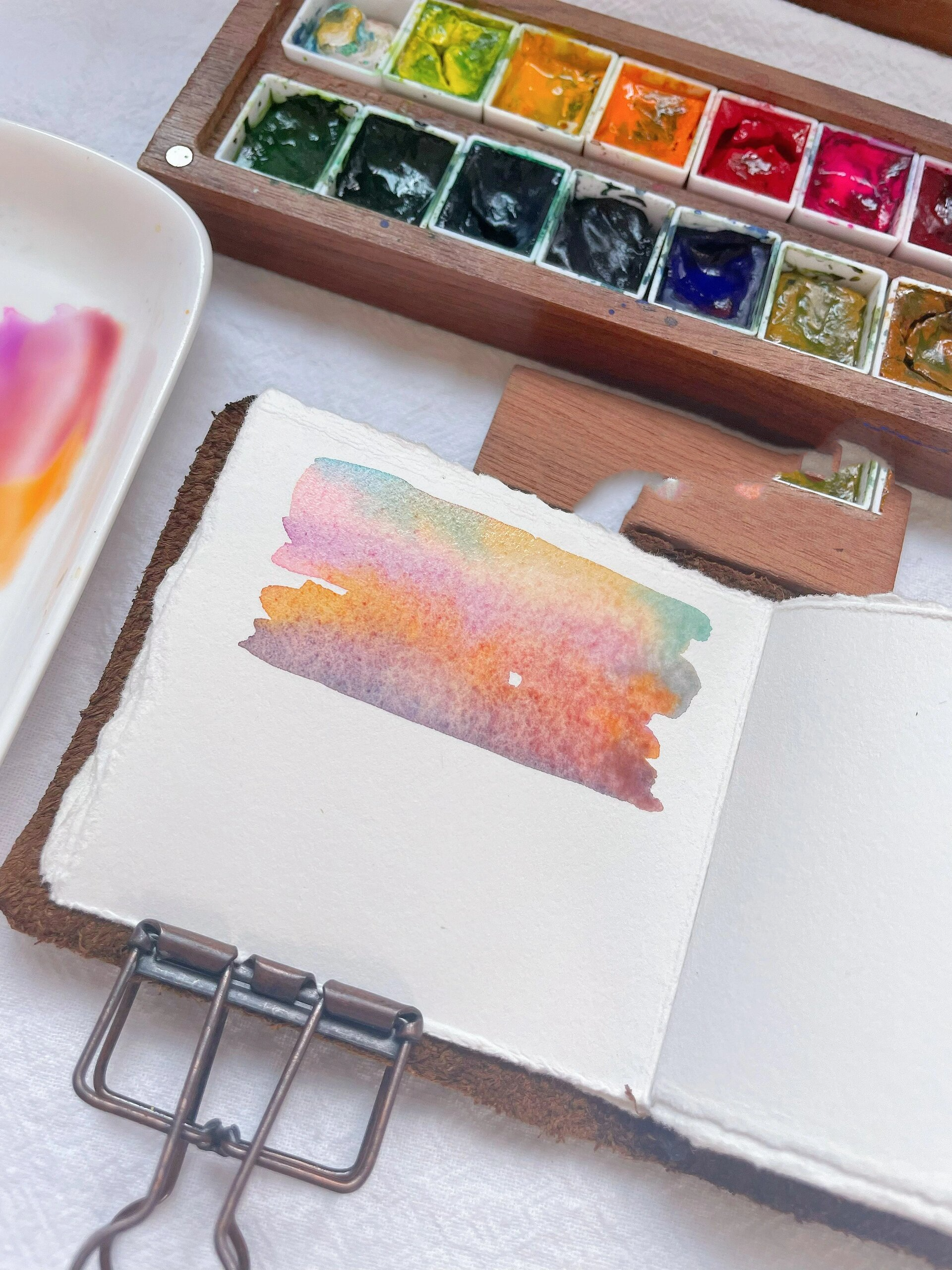 日落与花～水彩过程 又来画暖色调啦! 纸张:马蒂尼细纹