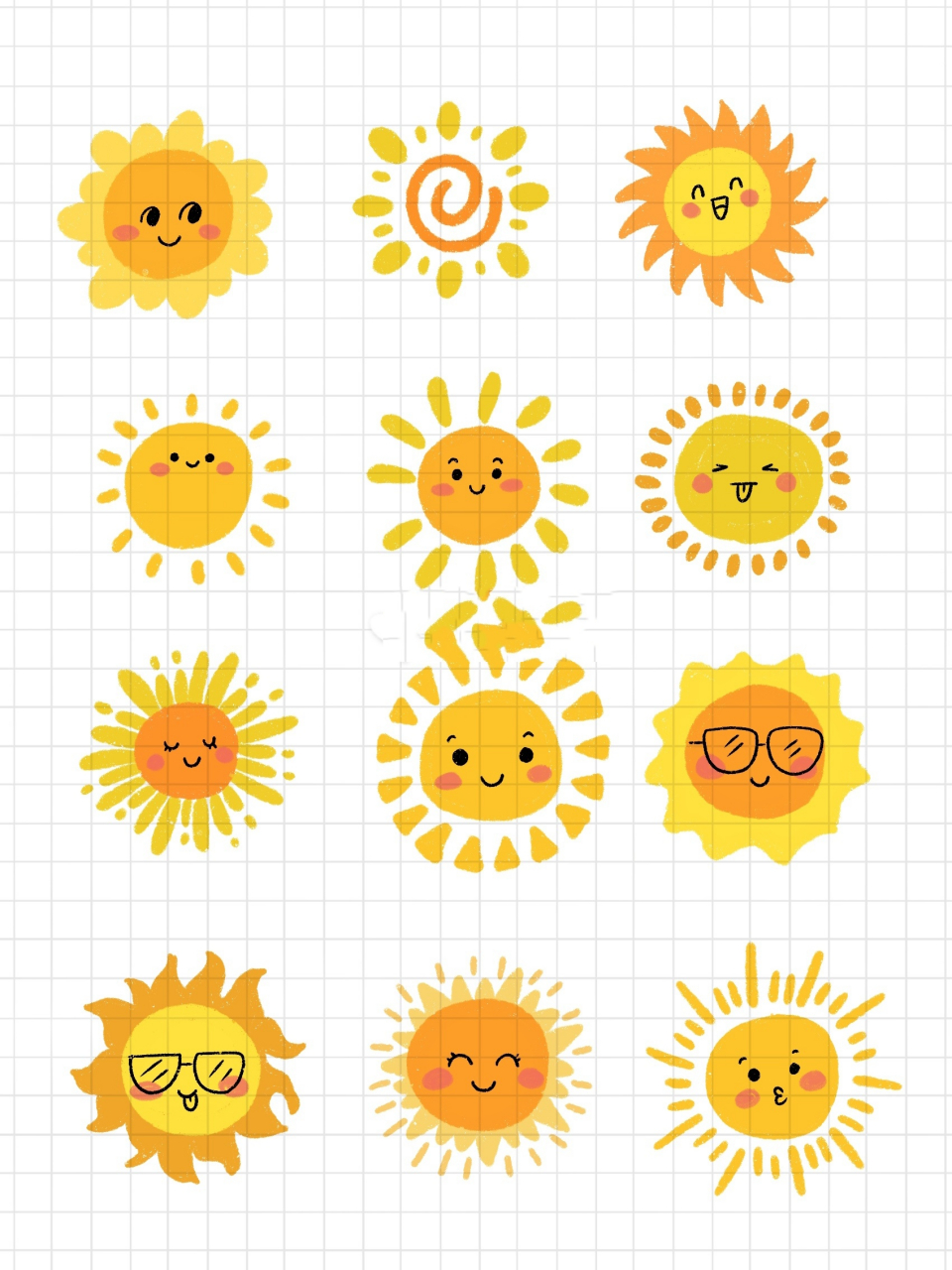 简笔画|儿童创意画太阳的画法插画卡通素材 零基础绘画|简笔画教程