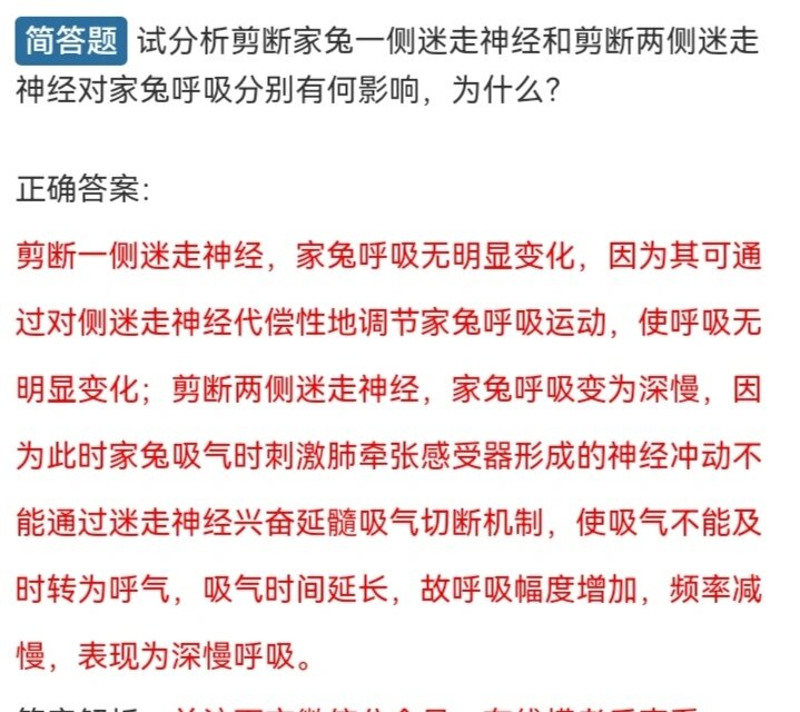 生理|剪断家兔一侧或两侧迷走神经的问题 原来困扰过我一阵子的一个小