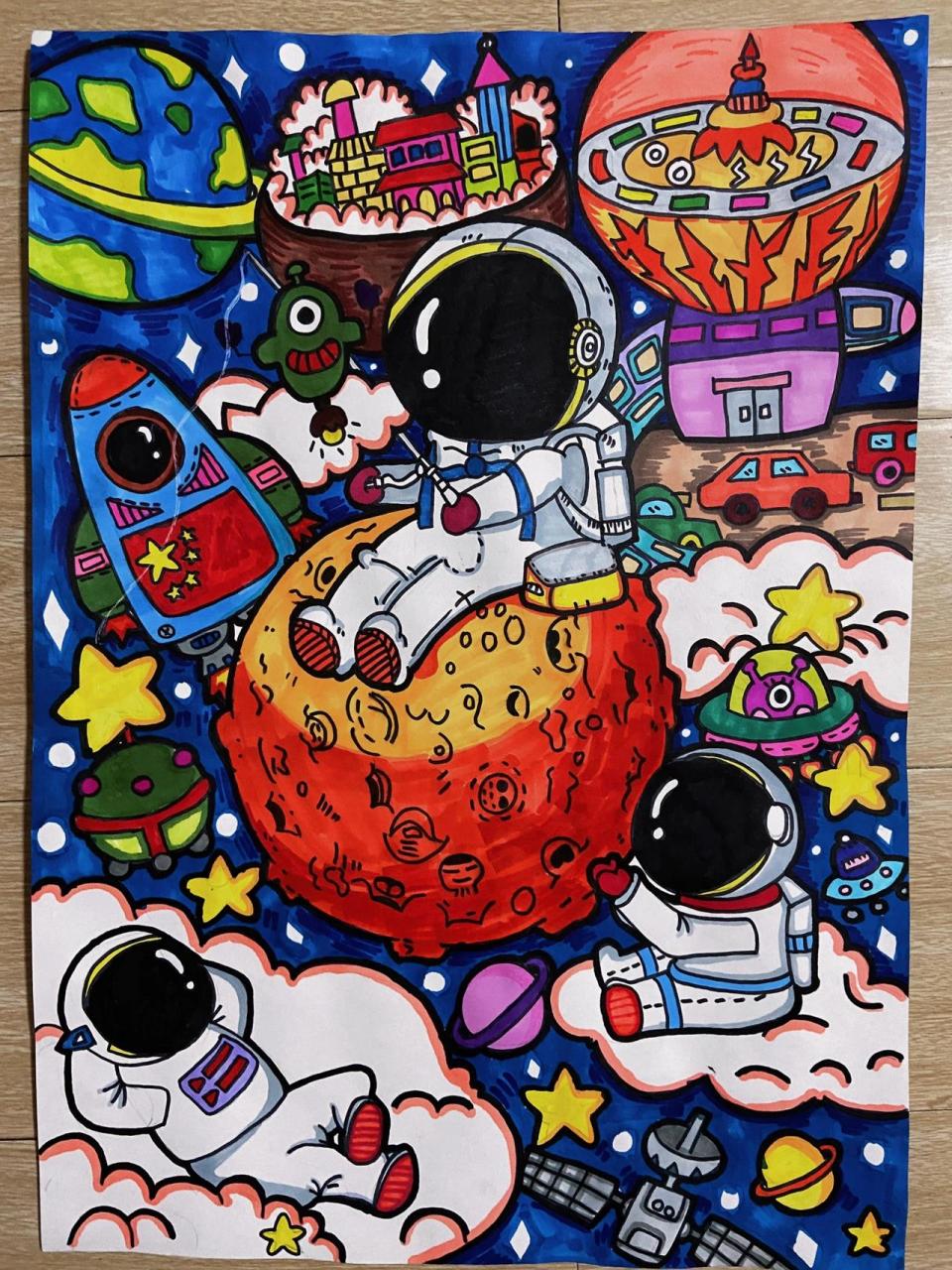 科幻创意画 科技节绘画 航空主题