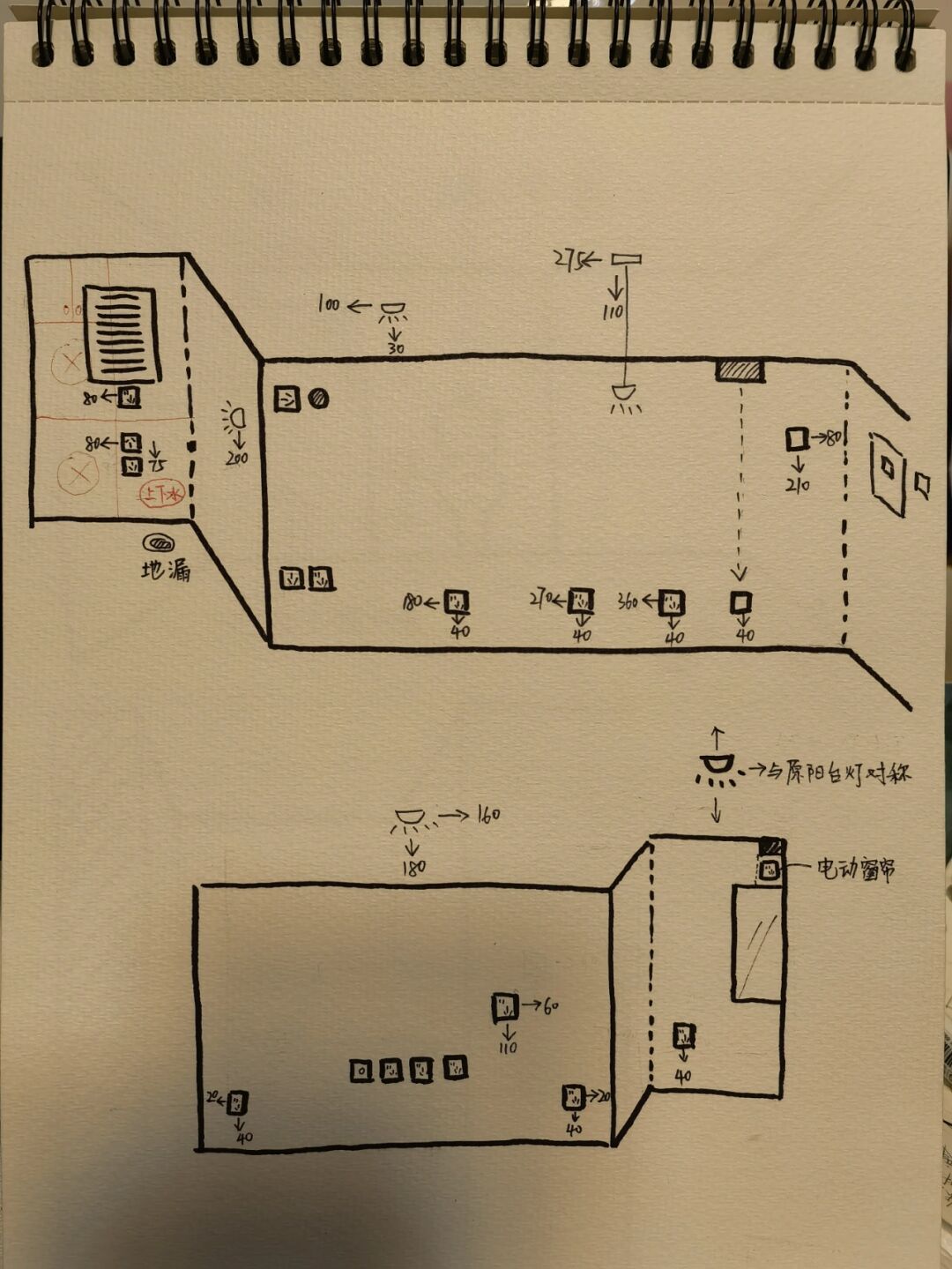 手绘水电分布图图片