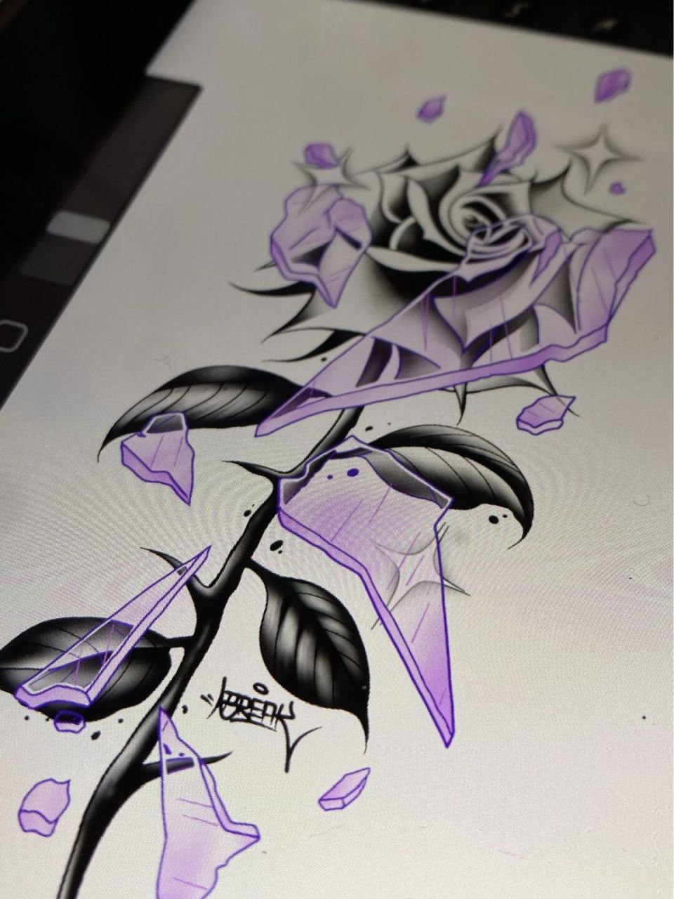 浪漫不死玫瑰花纹身手稿|女生玫瑰花纹身 不用做温室里的花朵93