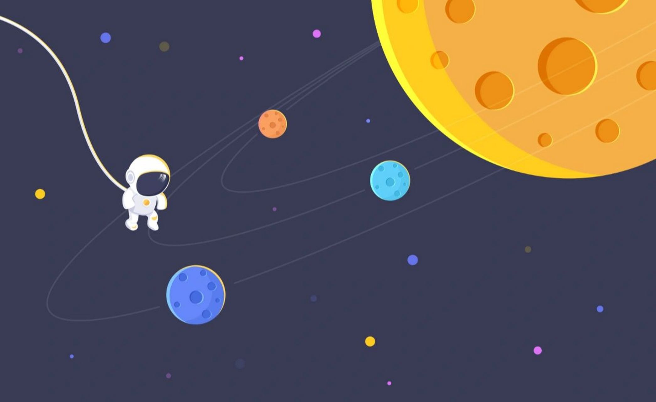 分享几张好看的宇宙星球宇航员插画 最近武汉大学学生团队研造的卫星