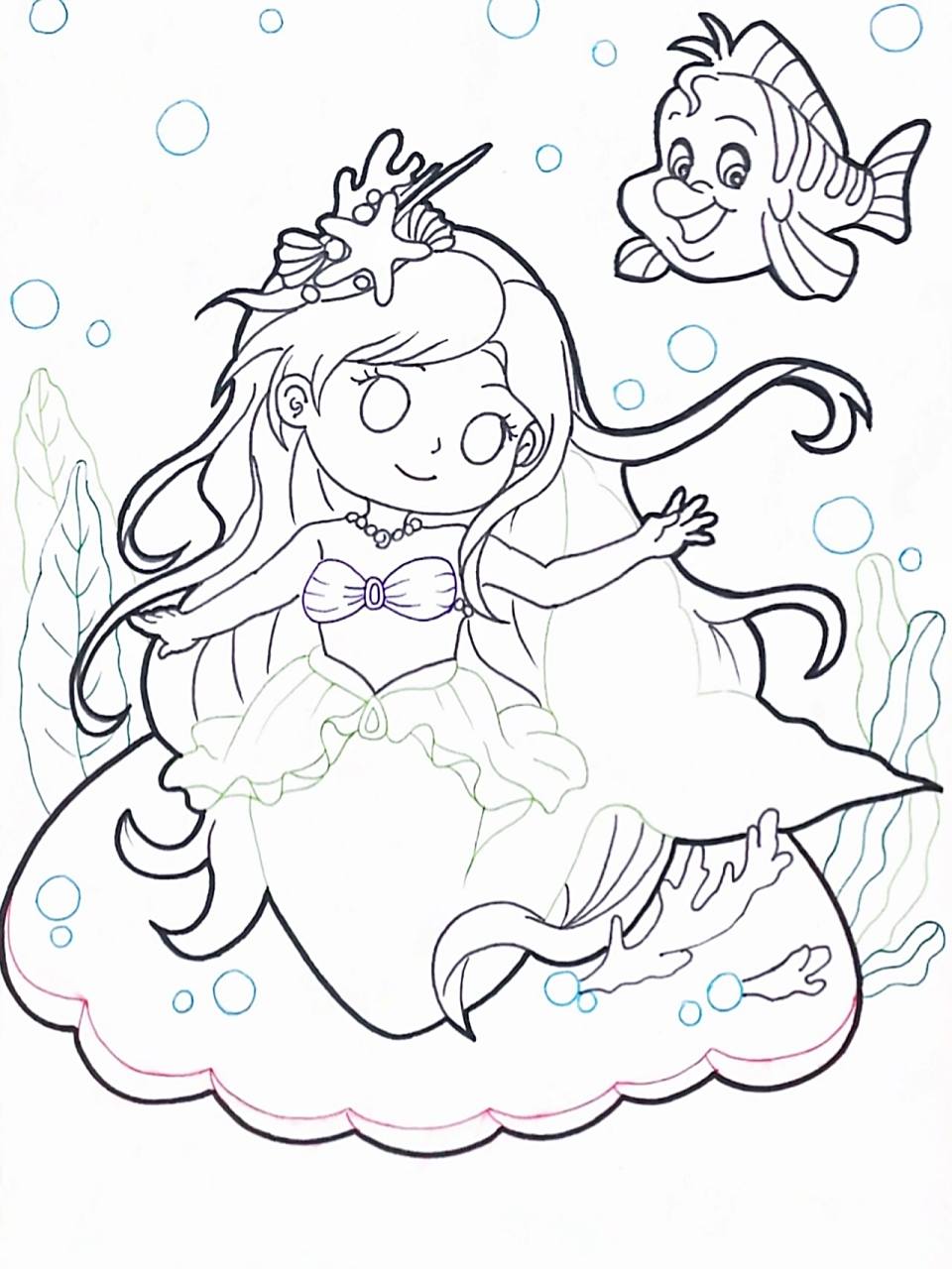 马克笔儿童画美人鱼0469♀15 马克笔儿童画卡通画简笔画主题画
