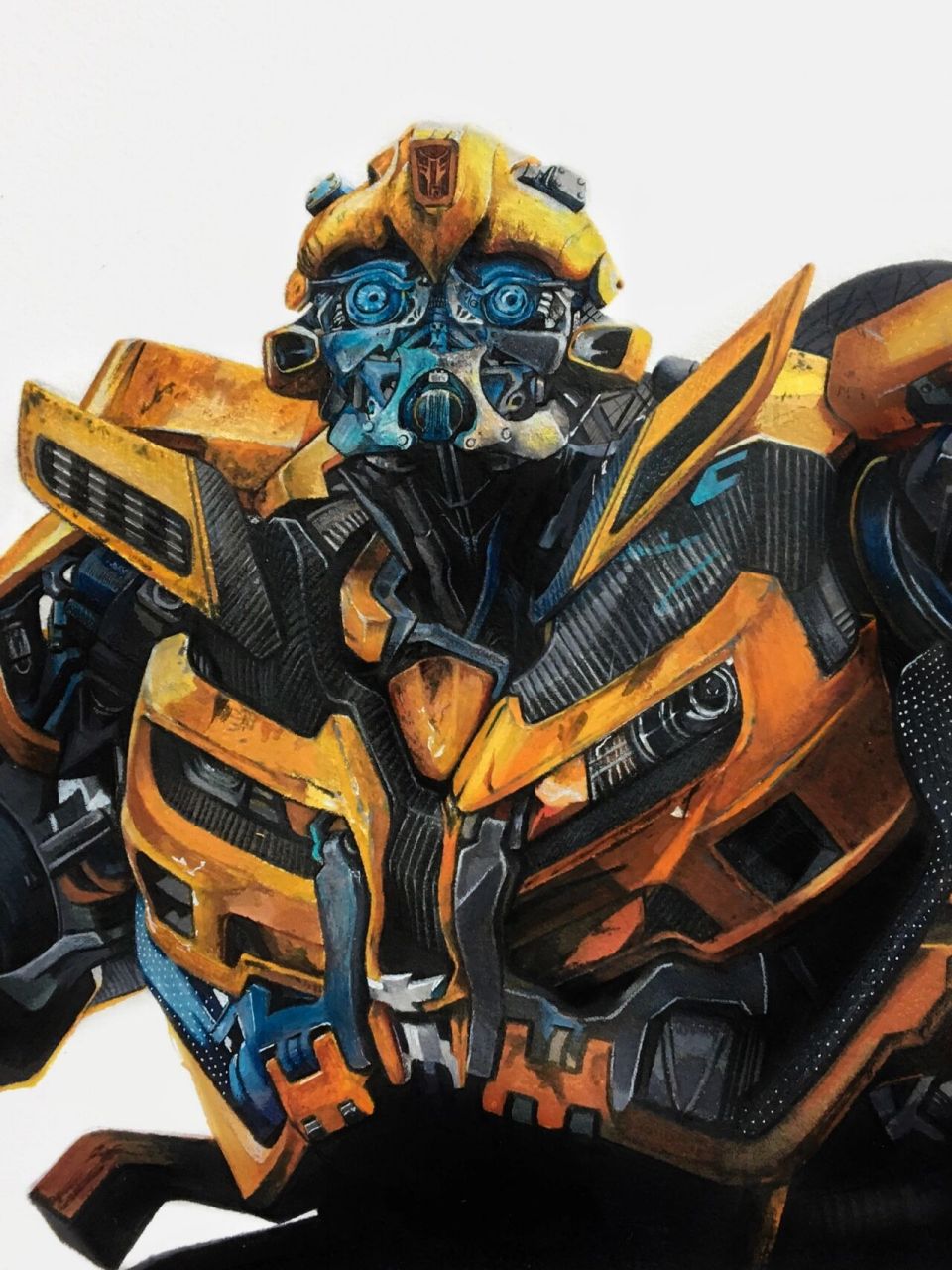 彩铅手绘|变形金刚大黄蜂 彩铅手绘——变形金刚大黄蜂 尺寸:50×75cm