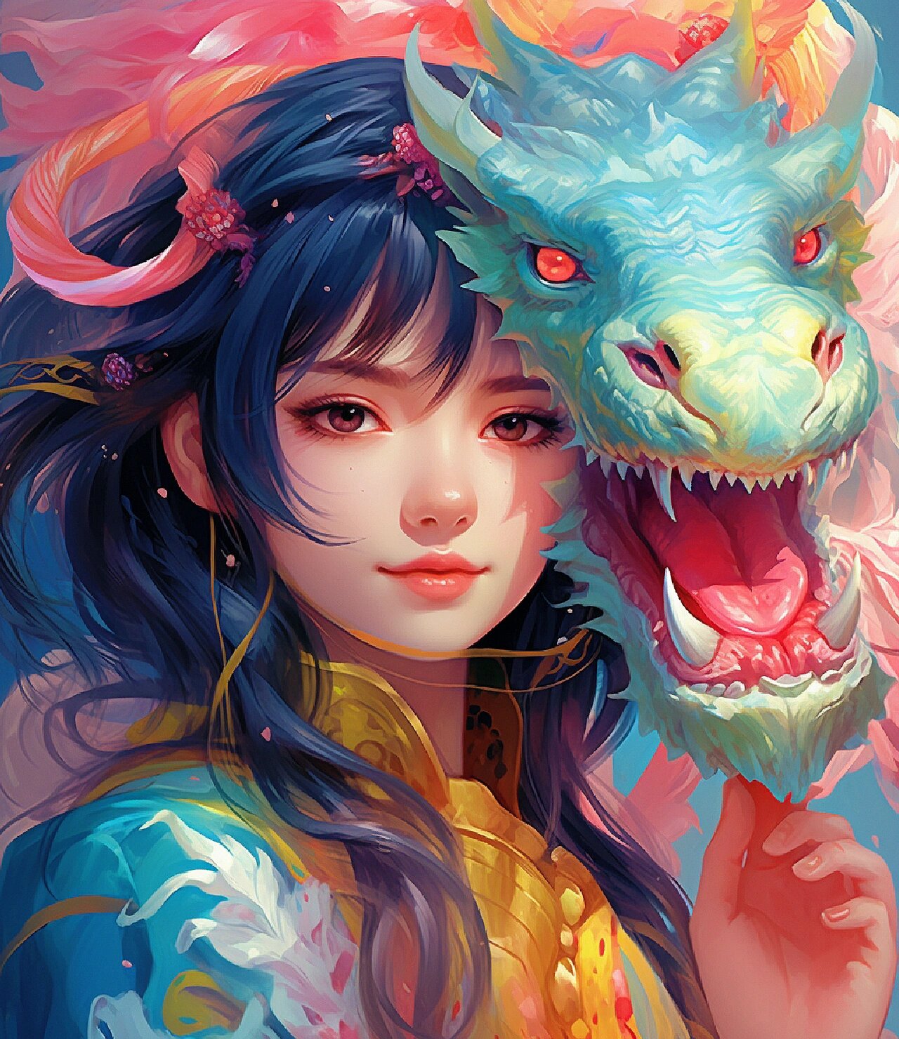 龙女卡通可爱风格,快来成为"驯龙高手吧" 想要咒语的找我拿哦