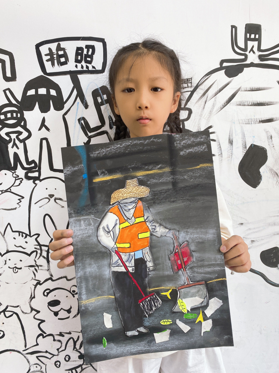 城市的好帮手-环卫工人|二年级儿童画 致敬最辛苦的环卫工人👷