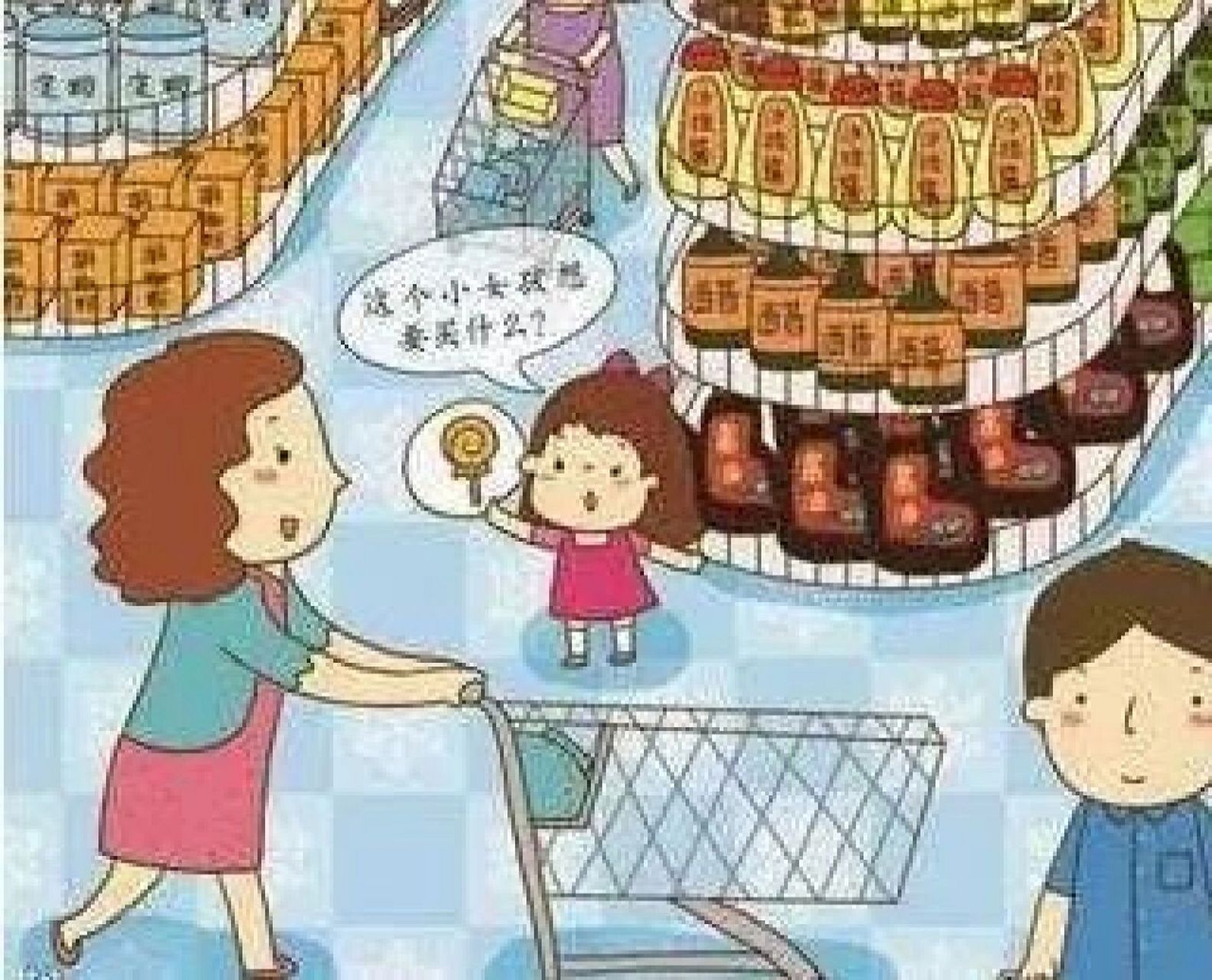 看图写话 逛超市 今天,小红和妈妈一起去超市购物,琳琅满目的商品吸引