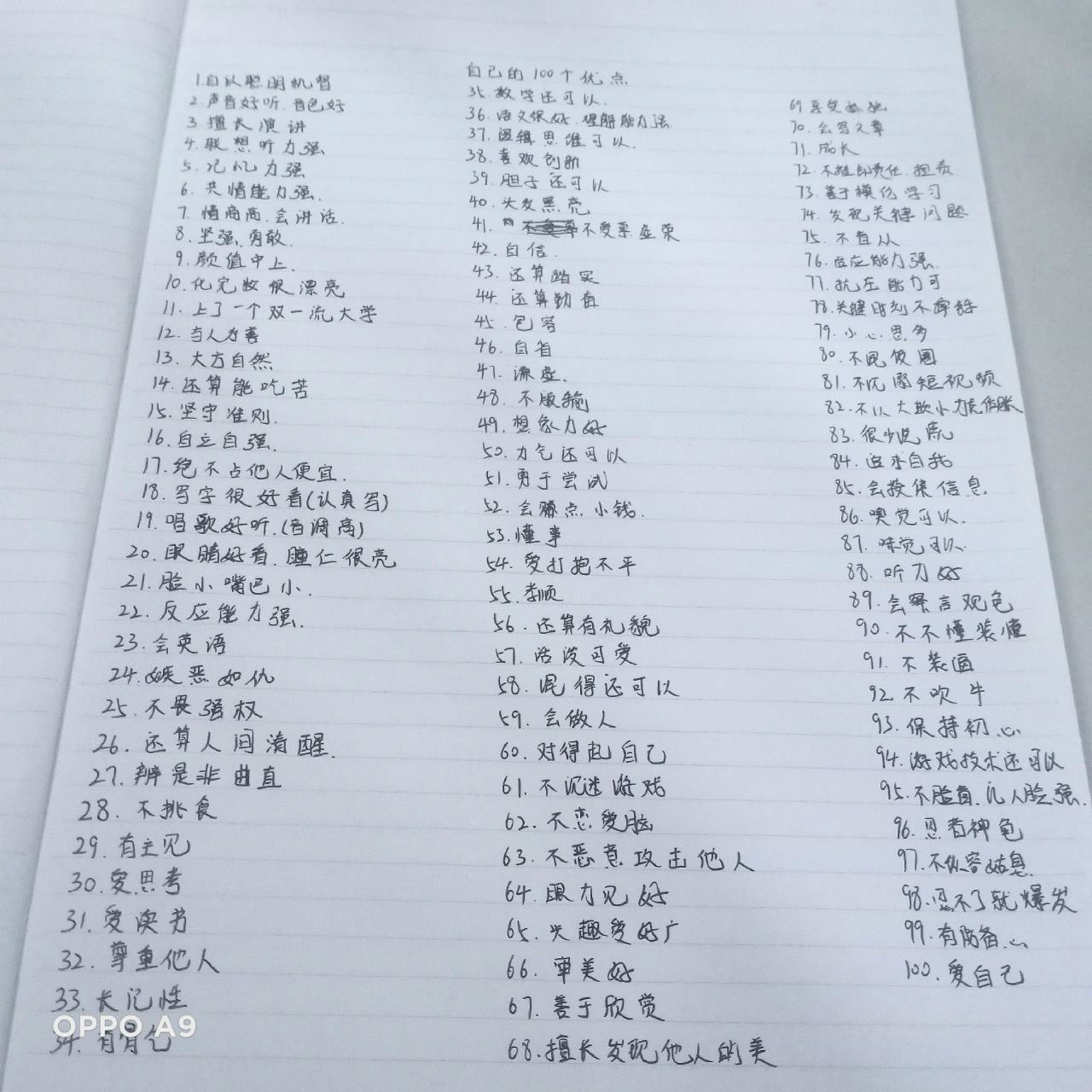 但其实每个人都可以写出不止100个优点.