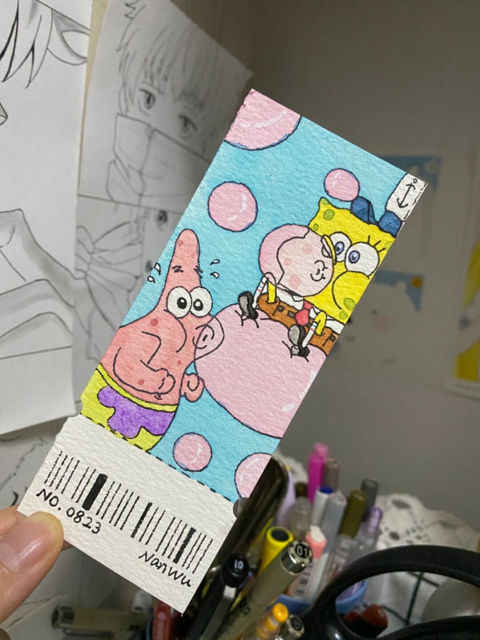 自制海绵宝宝派大星书签92(附过程) 永远喜欢海绵宝宝和派大星[庆祝