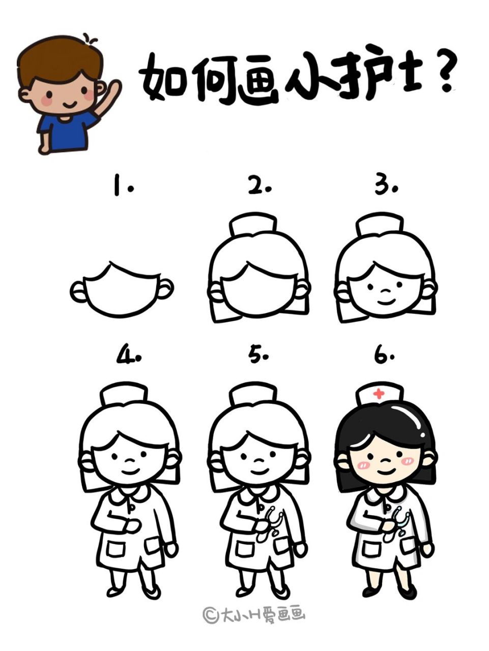 继续更新可爱小人手绘教程,上次画了几款运动小人物,这次我们从职业