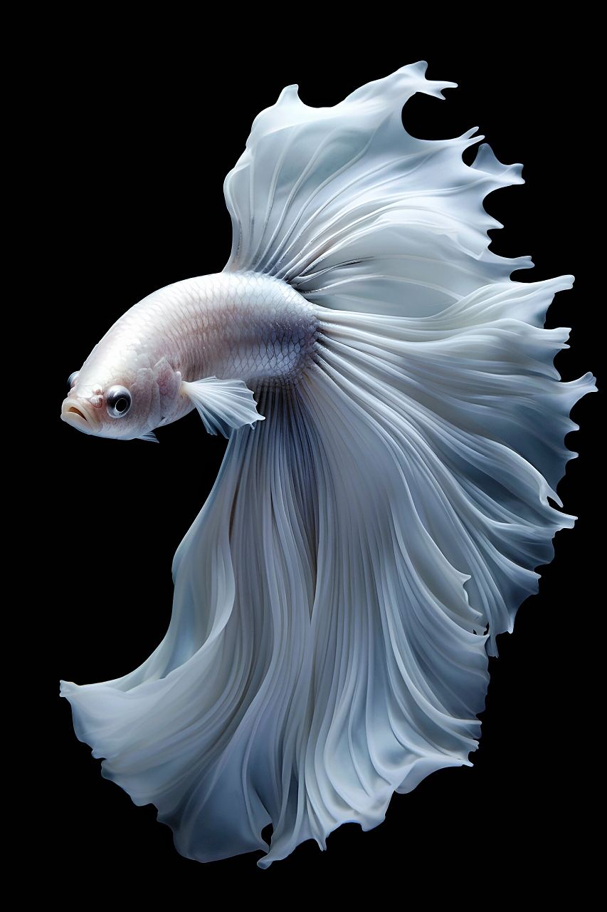 绘画素材:白色斗鱼