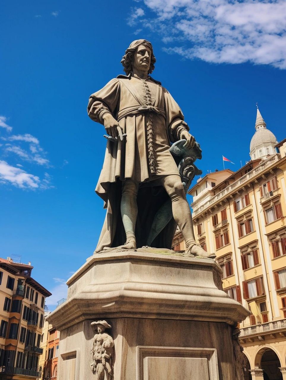 意大利热那亚王子火车站广场的哥伦布雕像是一个高达六米的青铜雕像