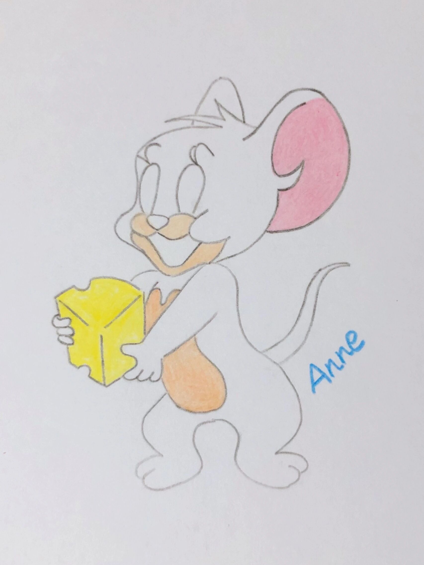 卡通杰瑞小老鼠简笔画#动画片人物#彩铅画