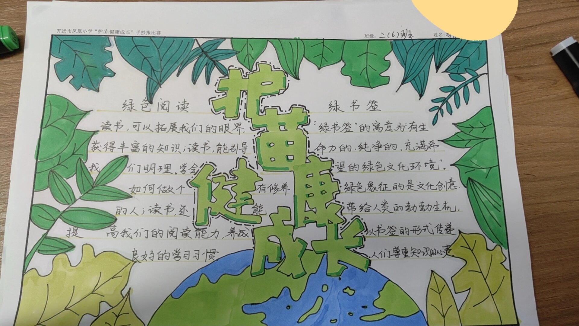 护苗之绿书签手抄报