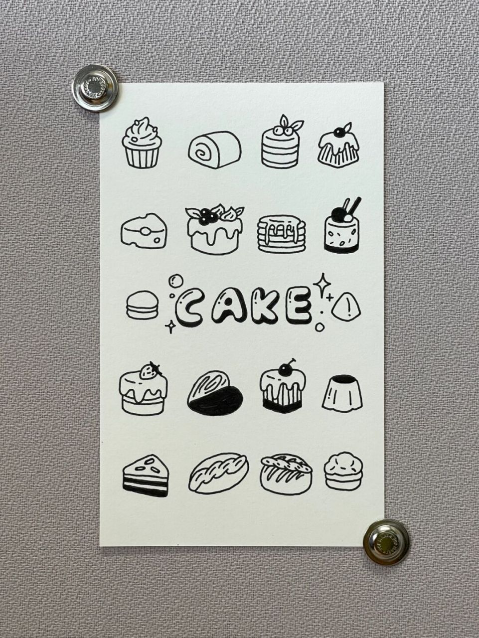 蛋糕甜品|简笔画|手帐素材|一学就会 据说人有两个胃,一个用来吃饭,一