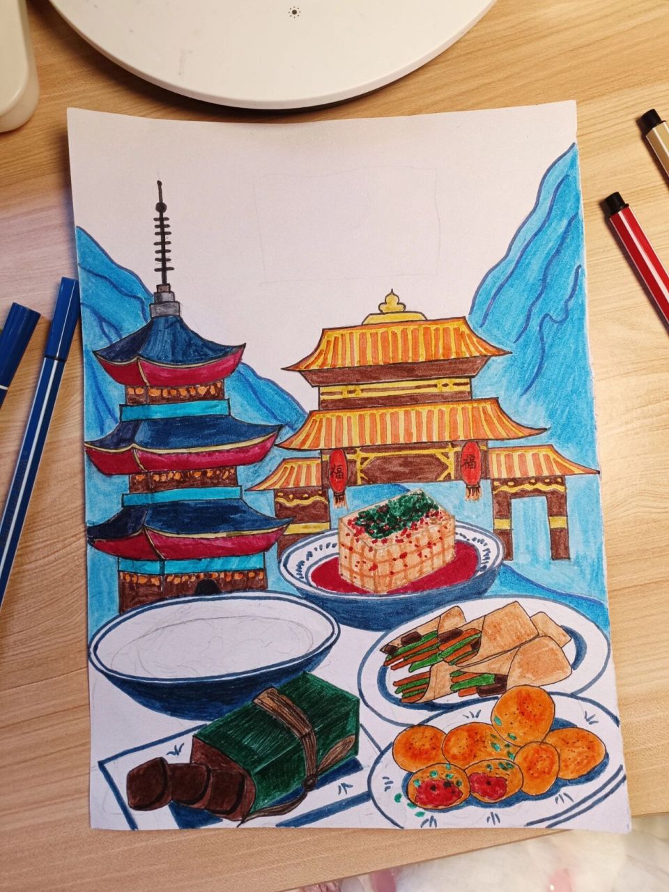 衢州美食 儿童画简易画 接到学校老师的任务,就开始马不停蹄地赶工了