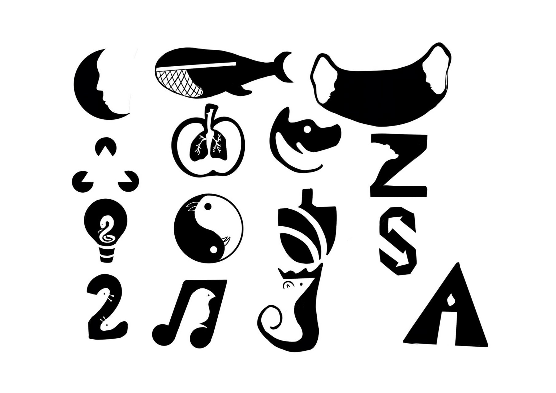 图形创意|形影同构与正负形 又是一天创意设计课程的成果 非原创